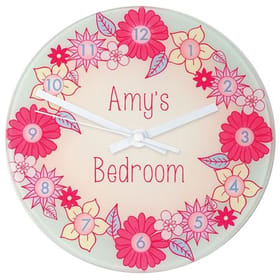 Flower Garland - Personalised Wall Clock image 1