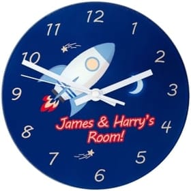 Rocket To The Moon - Personalised Wall Clock image 1