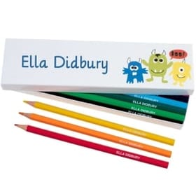 Box of 12 Named Colouring Pencils - Little Monsters image 1