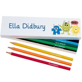 Box of 12 Named Colouring Pencils - Little Monsters image 1