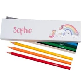 Box of 12 Named Colouring Pencils - Rainbow Unicorn image 1