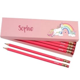 Box of 12 Named HB Pencils - Rainbow Unicorn image 1