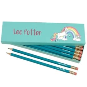 Box of 12 Named HB Pencils - Rainbow Unicorn image 2