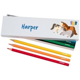 Box of 12 Named Colouring Pencils - Ponies image 1
