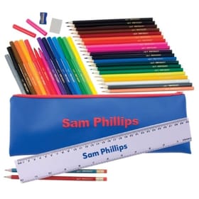 Embroidered Jumbo Pencil Case - Blue image