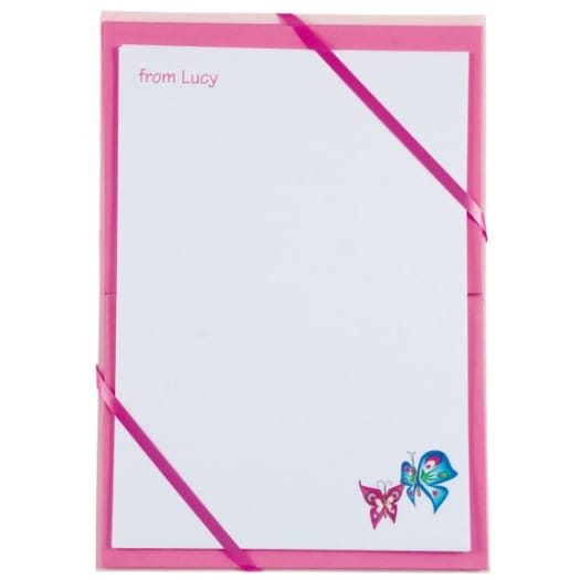 Named Notepaper - Butterfly (Pink)
