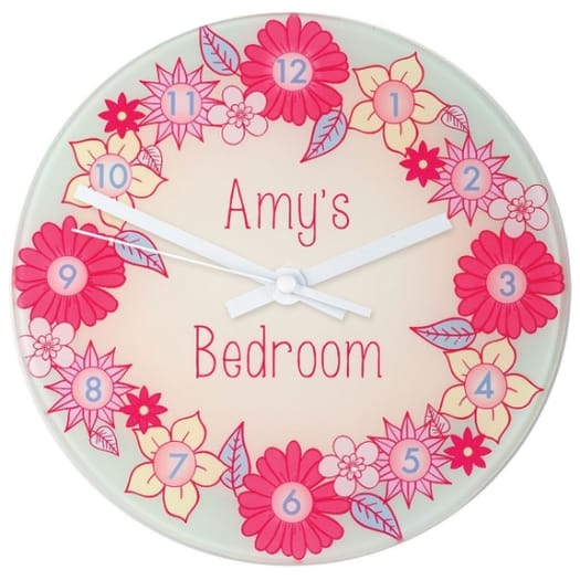 Flower Garland - Personalised Wall Clock