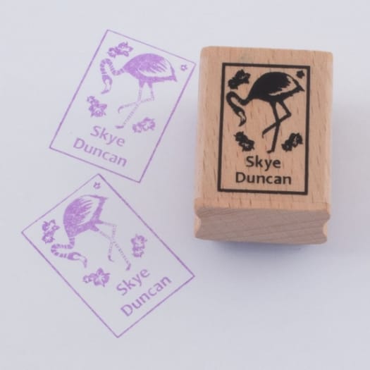 Named Rubber Stamp - Flamingos