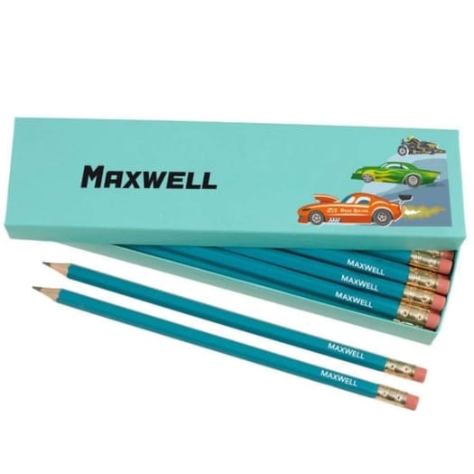 Box of 12 Named HB Pencils - Crazy Cars