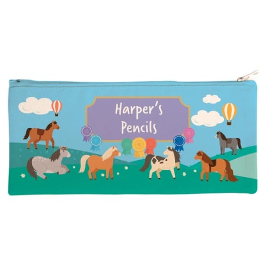Personalised Canvas Pencil Case - Ponies