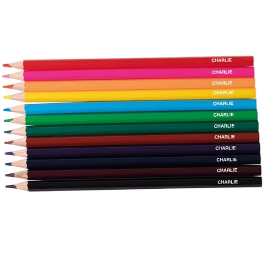 12 Personalised Colouring Pencils - White Text