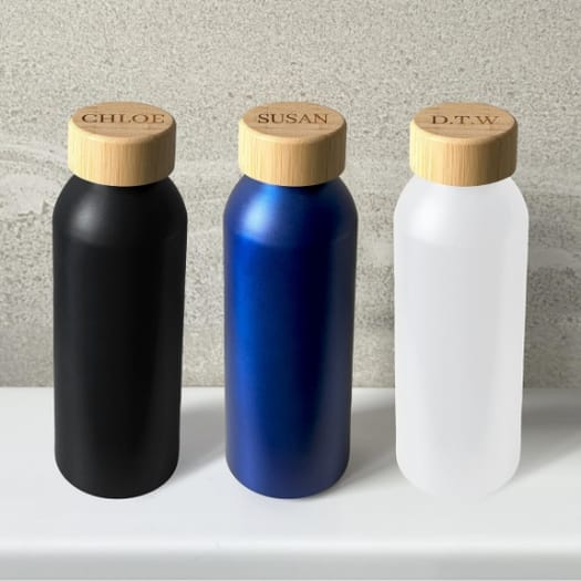 Water Bottle with Personalised Bamboo Lid